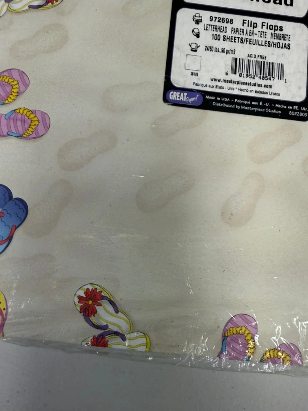 Kids Flip Flops Patterned Stationery - Cream Easy to Print Letterhead 8.5x11